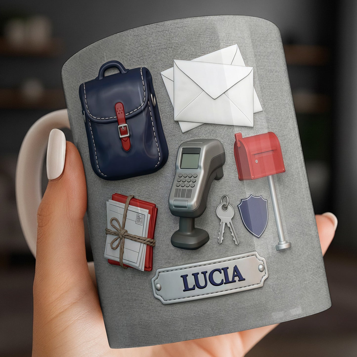 Postal Worker Essentials, Mail Bag And Scanner - Personalized Custom Coffee Mug - JBS125_MG