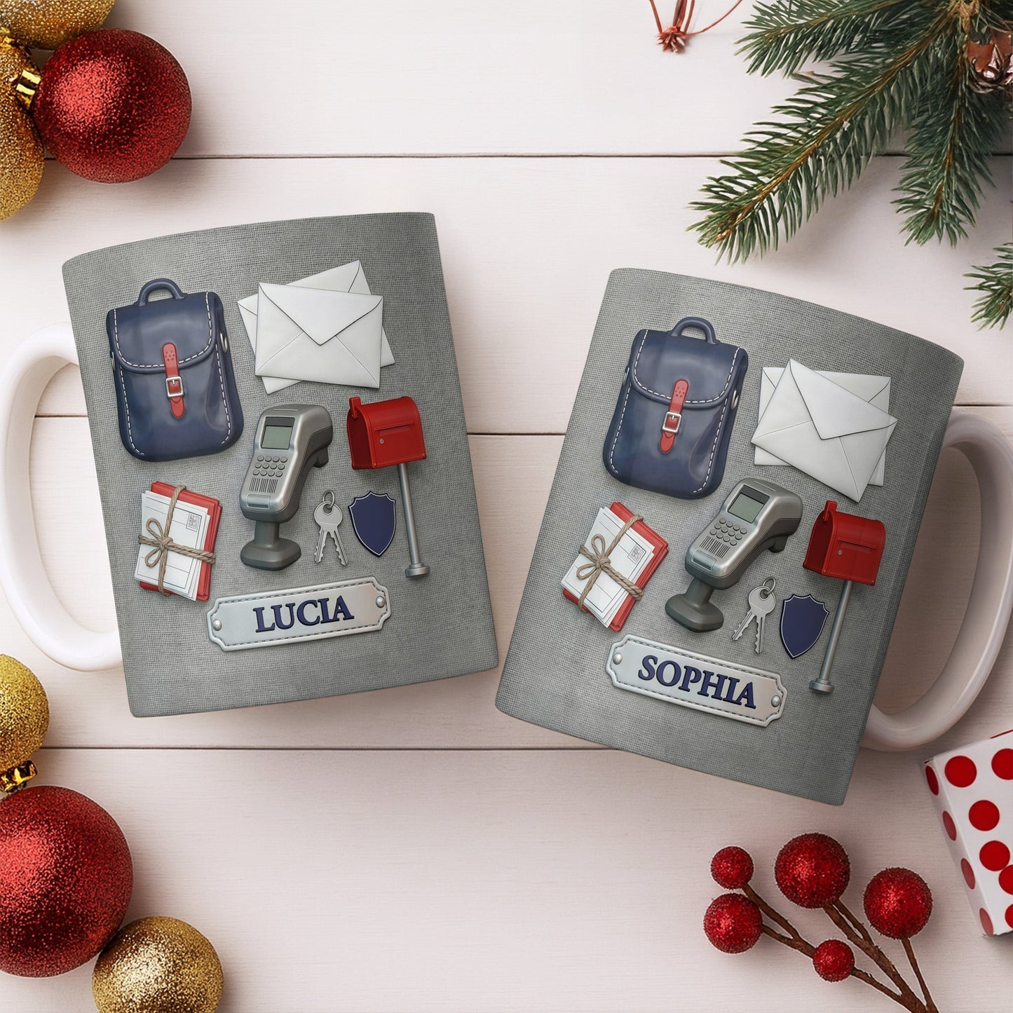 Postal Worker Essentials, Mail Bag And Scanner - Personalized Custom Coffee Mug - JBS125_MG