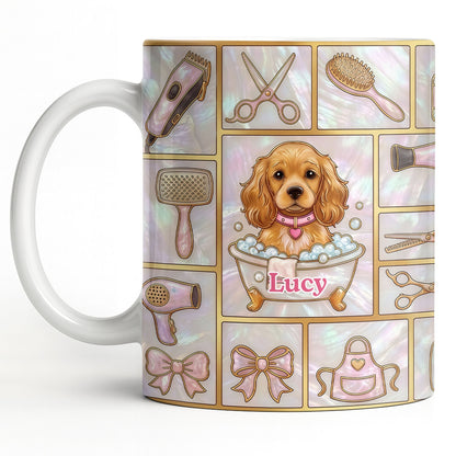 Dog Groomer, Cute Puppy In Bathtub With Scissors - Personalized Custom Coffee Mug - JBS126_MG