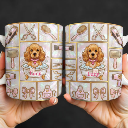 Dog Groomer, Cute Puppy In Bathtub With Scissors - Personalized Custom Coffee Mug - JBS126_MG