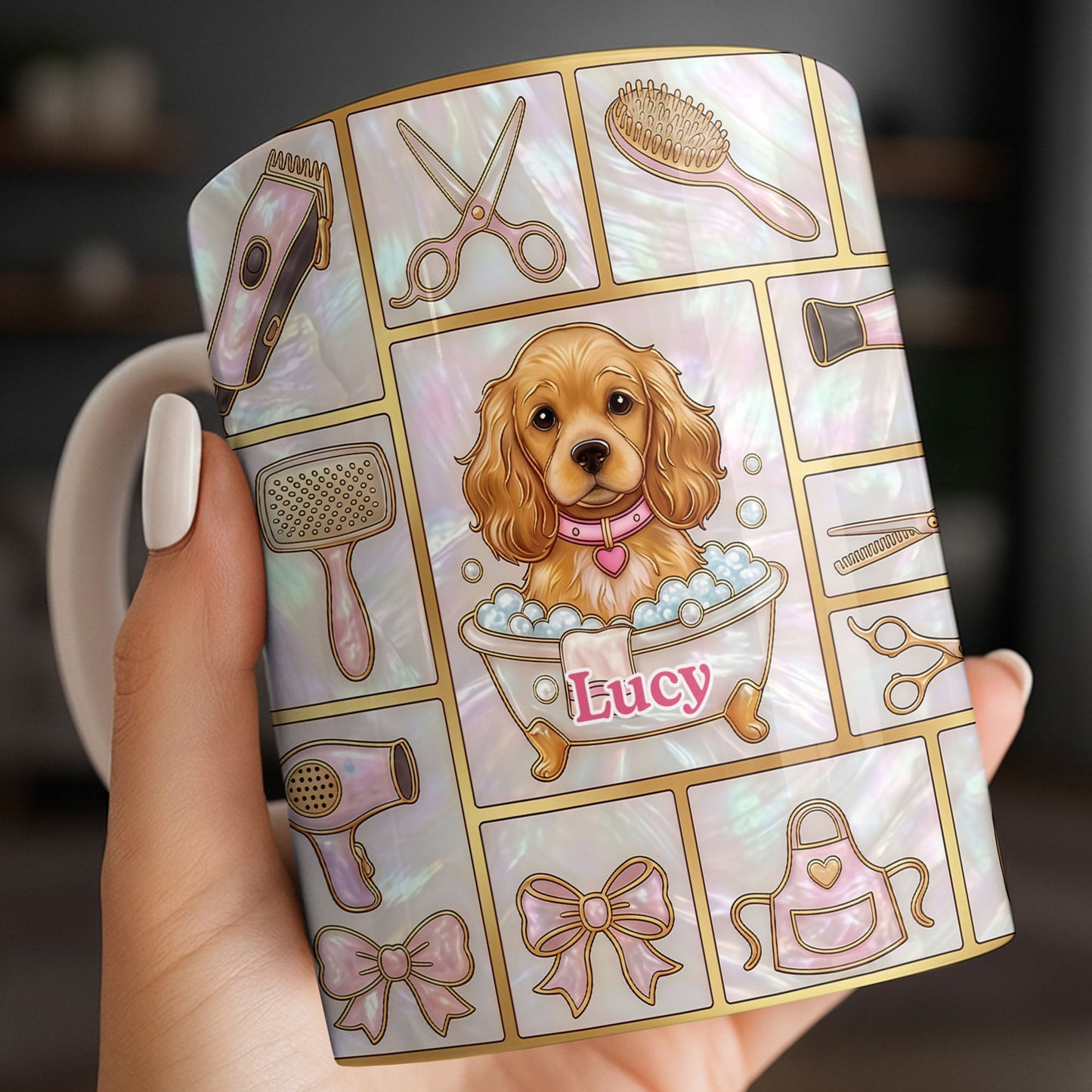 Dog Groomer, Cute Puppy In Bathtub With Scissors - Personalized Custom Coffee Mug - JBS126_MG
