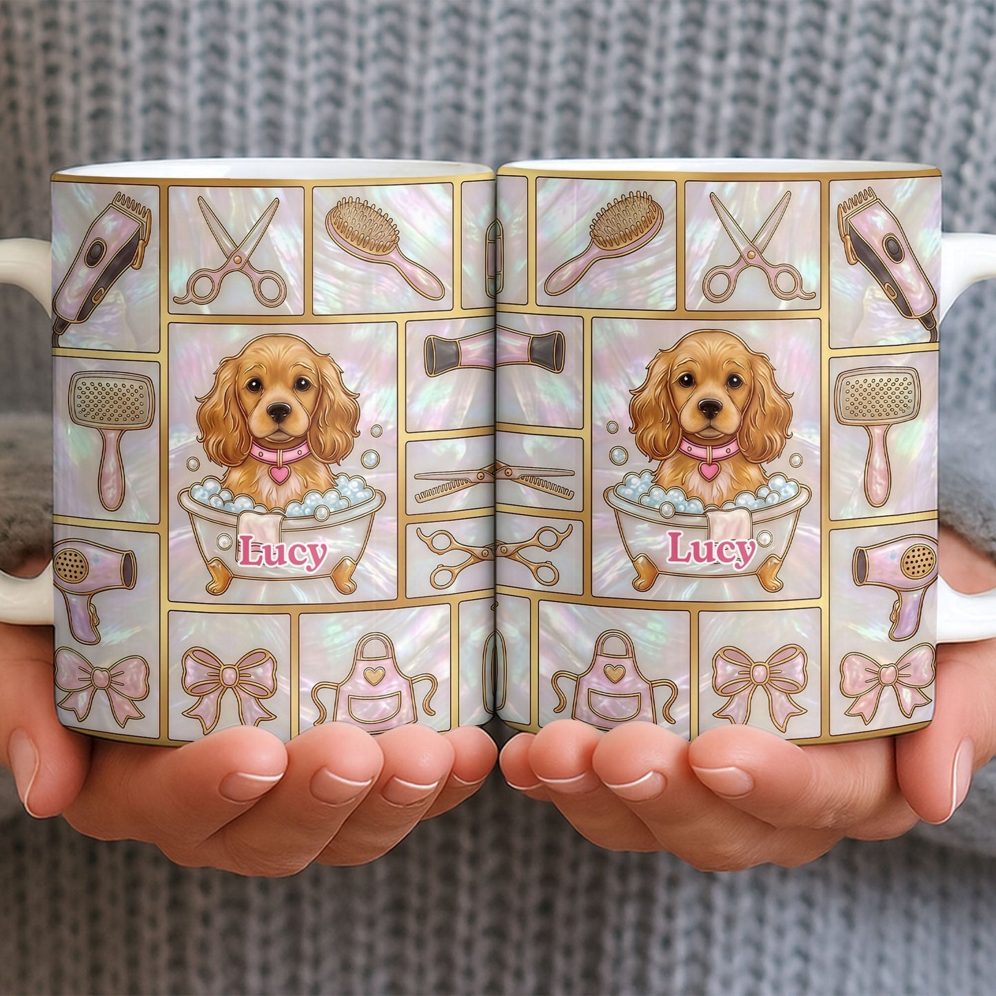 Dog Groomer, Cute Puppy In Bathtub With Scissors - Personalized Custom Coffee Mug - JBS126_MG