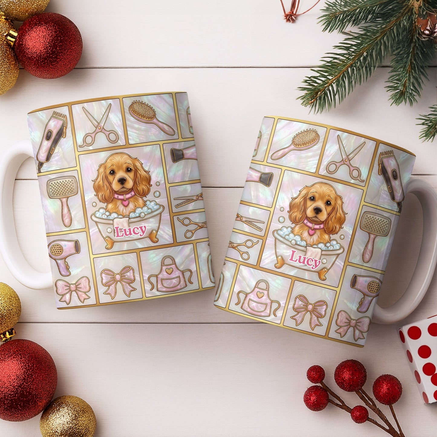 Dog Groomer, Cute Puppy In Bathtub With Scissors - Personalized Custom Coffee Mug - JBS126_MG