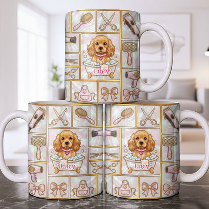 Dog Groomer, Cute Puppy In Bathtub With Scissors - Personalized Custom Coffee Mug - JBS126_MG