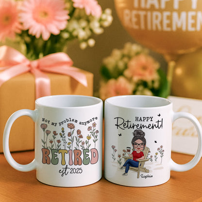 Not My Problem Anymore Retirement Personalized Mug, Farewell Good Luck Gift Coworker, Teacher, Nurse
