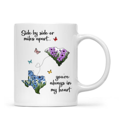 Long Distance Mom Gift Mothers Day Custom State Map Mug