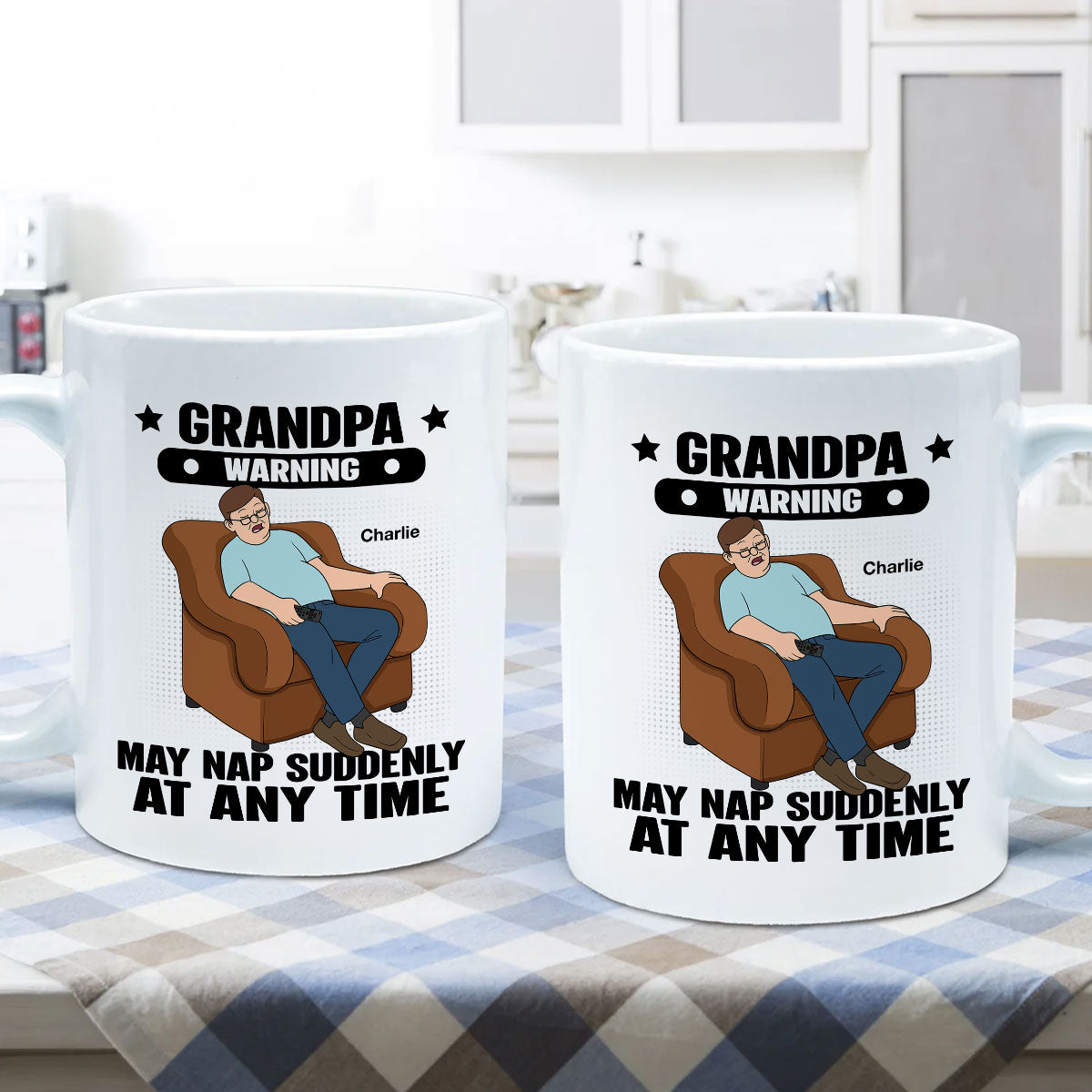 Grandpa Warning May Nap Suddenly At Any Time Funny Father's Day Gift Personalized Mug