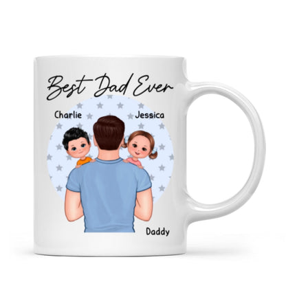 Blue Stars Dad Carrying Kids On Shoulder Gift For Dad Personalized Mug