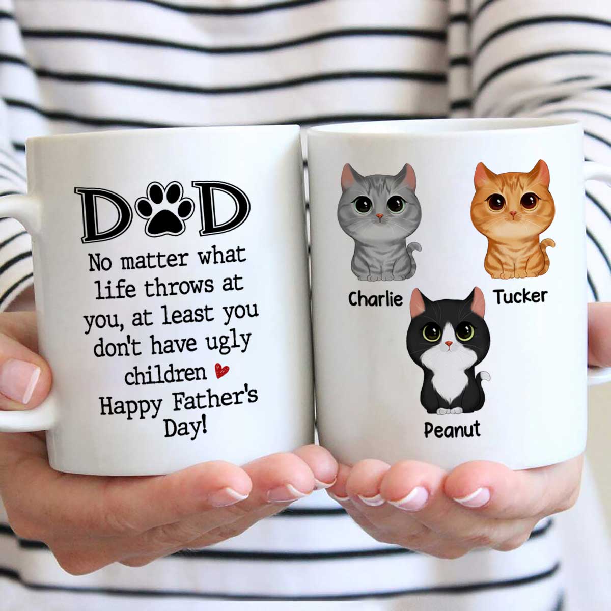 Cat Dad No Matter What Happy Father's Day Personalized Mug