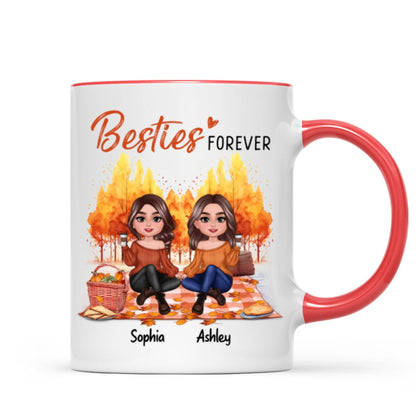 Fall Season Besties Best Friends Pretty Women Picnic Autumn Themed Personalized Mug