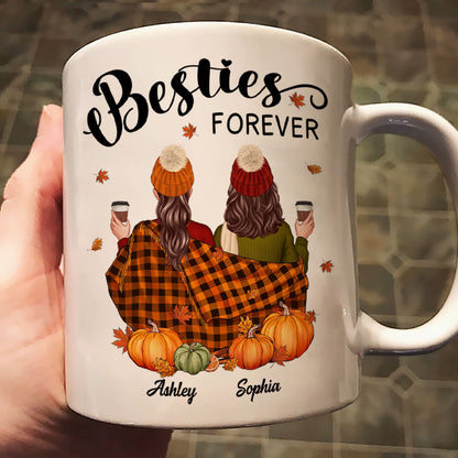 Fall Season Best Friends Sisters With Blanket Personalized Mug