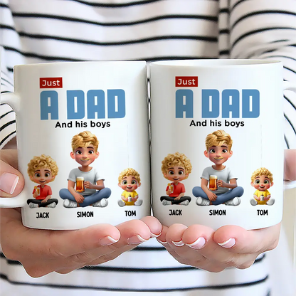 Just A Dad And His Girl 3D Cartoon - Personalized Mug