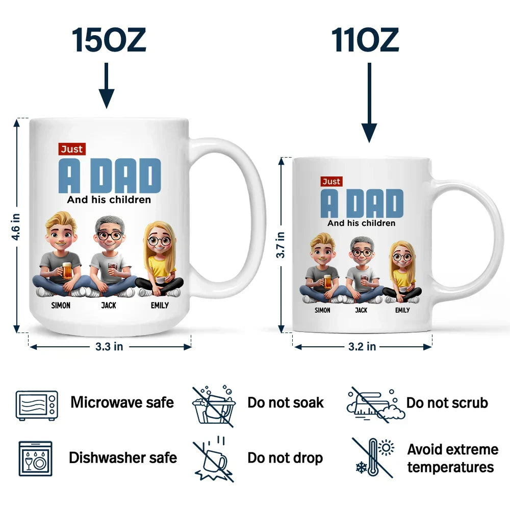 Just A Dad And His Girl 3D Cartoon - Personalized Mug