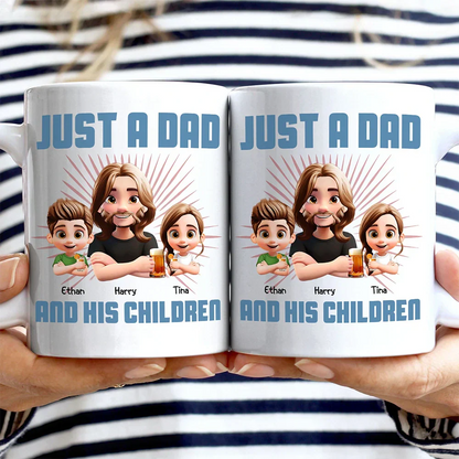 Just A Dad And His Girl 3D Effect Crossed Arms - Personalized Mug