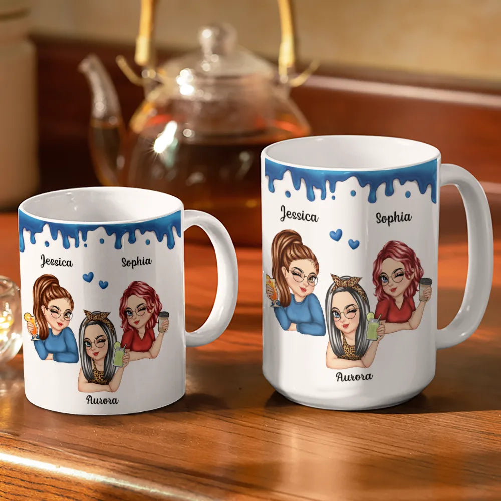 Just Remember If We Get Caught Funny 3D Bestie - Personalized White Edge-to-Edge Mug