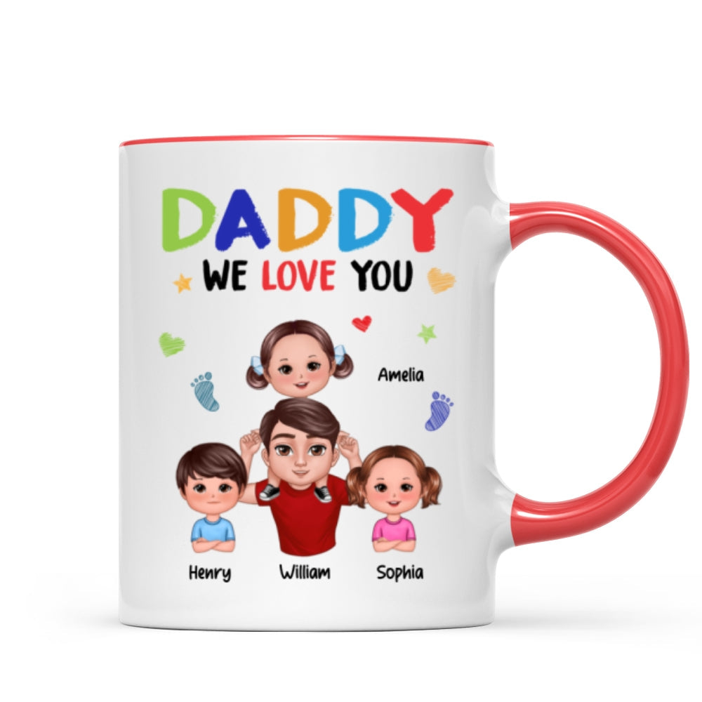 Colorful Doll Dad And Kid I Love You Piggyback Personalized Mug