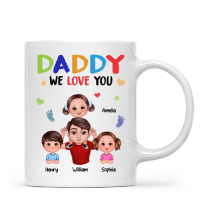 Colorful Doll Dad And Kid I Love You Piggyback Personalized Mug