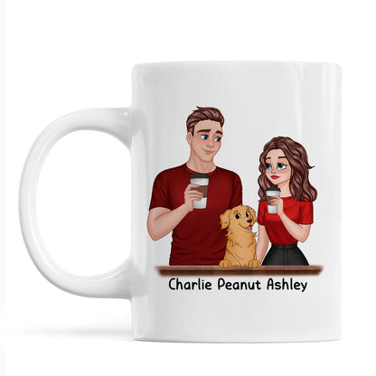 Cartoon Couple You Me & The Dog Personalized Mug