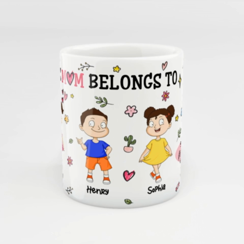 Colorful Kids This Mom Belongs To Personalized Mug