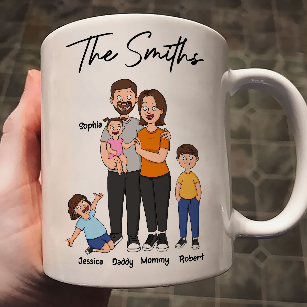 Funny Family Style Dad Mom And Kids Personalized Mug