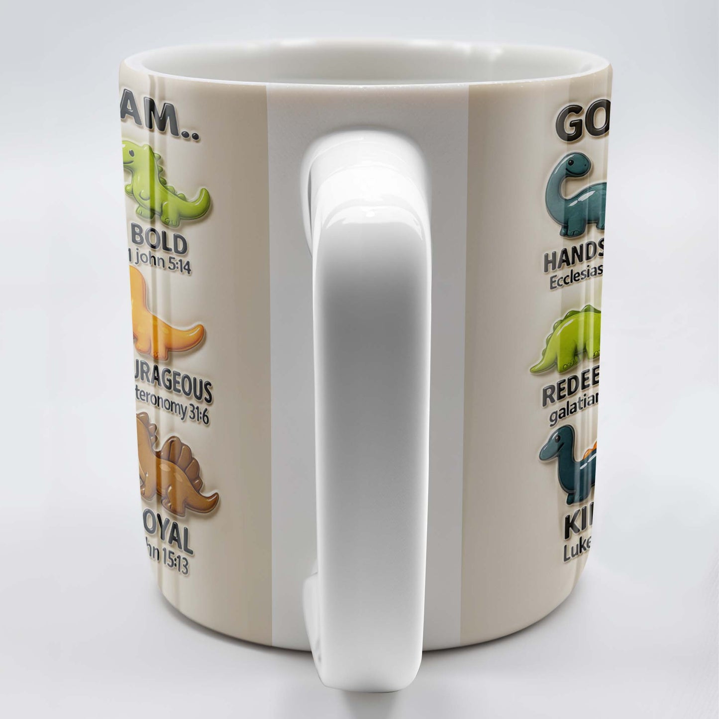 God Says I Am Handsome, Accepted, Bold, Dinosaurs and Bible Verses - Personalized Custom Coffee Mug - KID078_MG