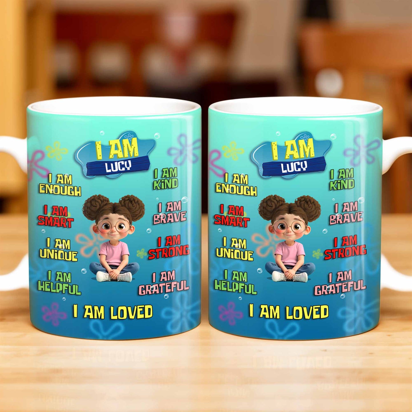 I Am Enough, Kind, Smart, Brave, Strong, Unique, Loved - Personalized Custom Coffee Mug - KID406_MG