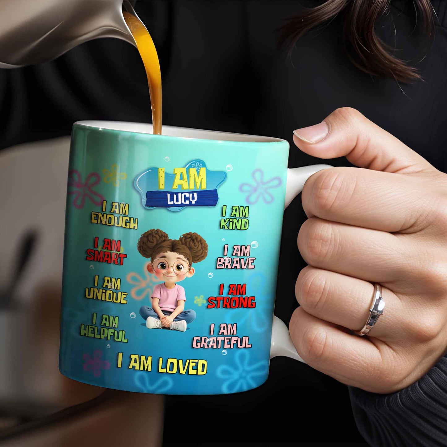 I Am Enough, Kind, Smart, Brave, Strong, Unique, Loved - Personalized Custom Coffee Mug - KID406_MG