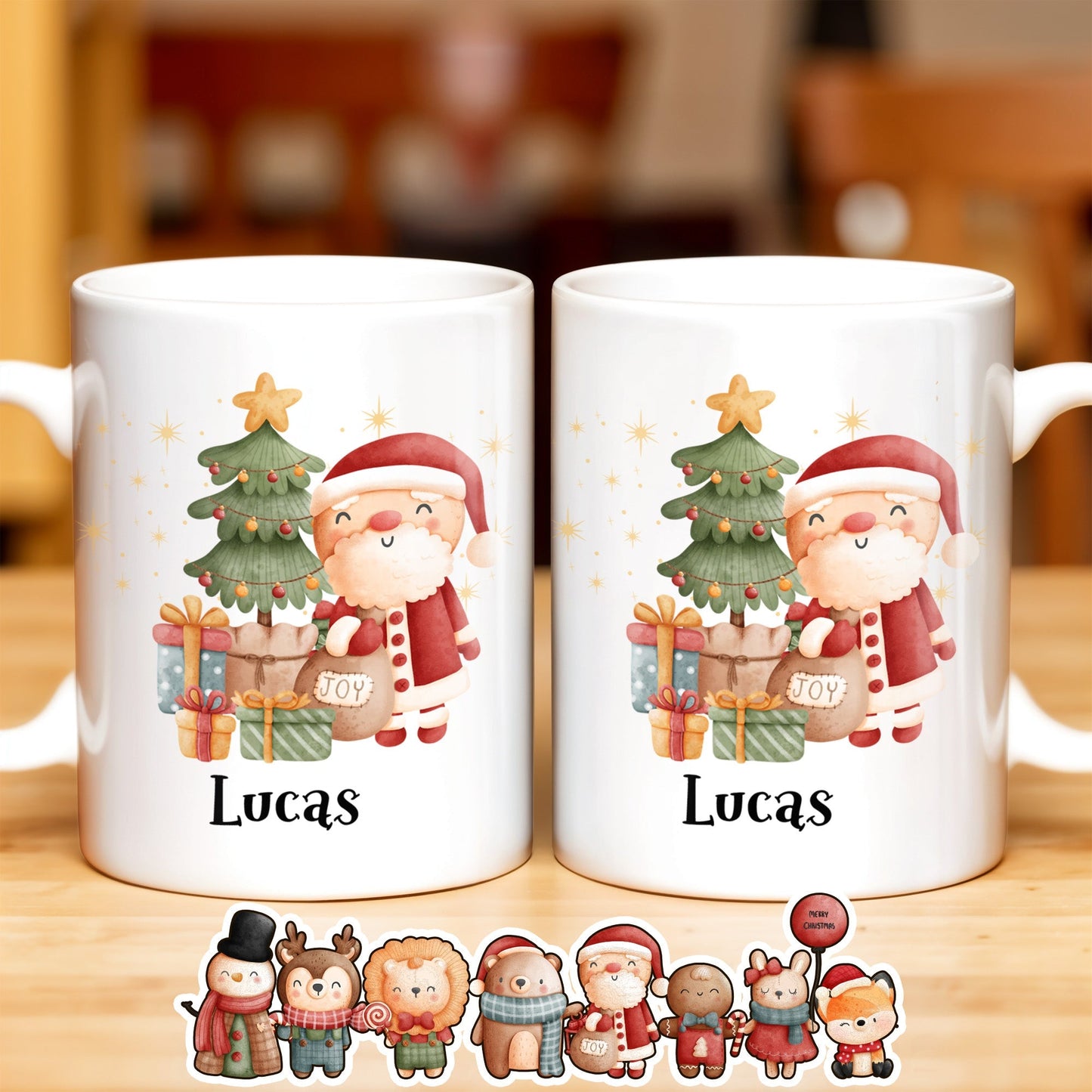 Celebrate The Joy Of The Holiday Season With Santa And Christmas Tree - Personalized Custom Coffee Mug - KID482_MG