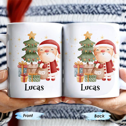 Celebrate The Joy Of The Holiday Season With Santa And Christmas Tree - Personalized Custom Coffee Mug - KID482_MG