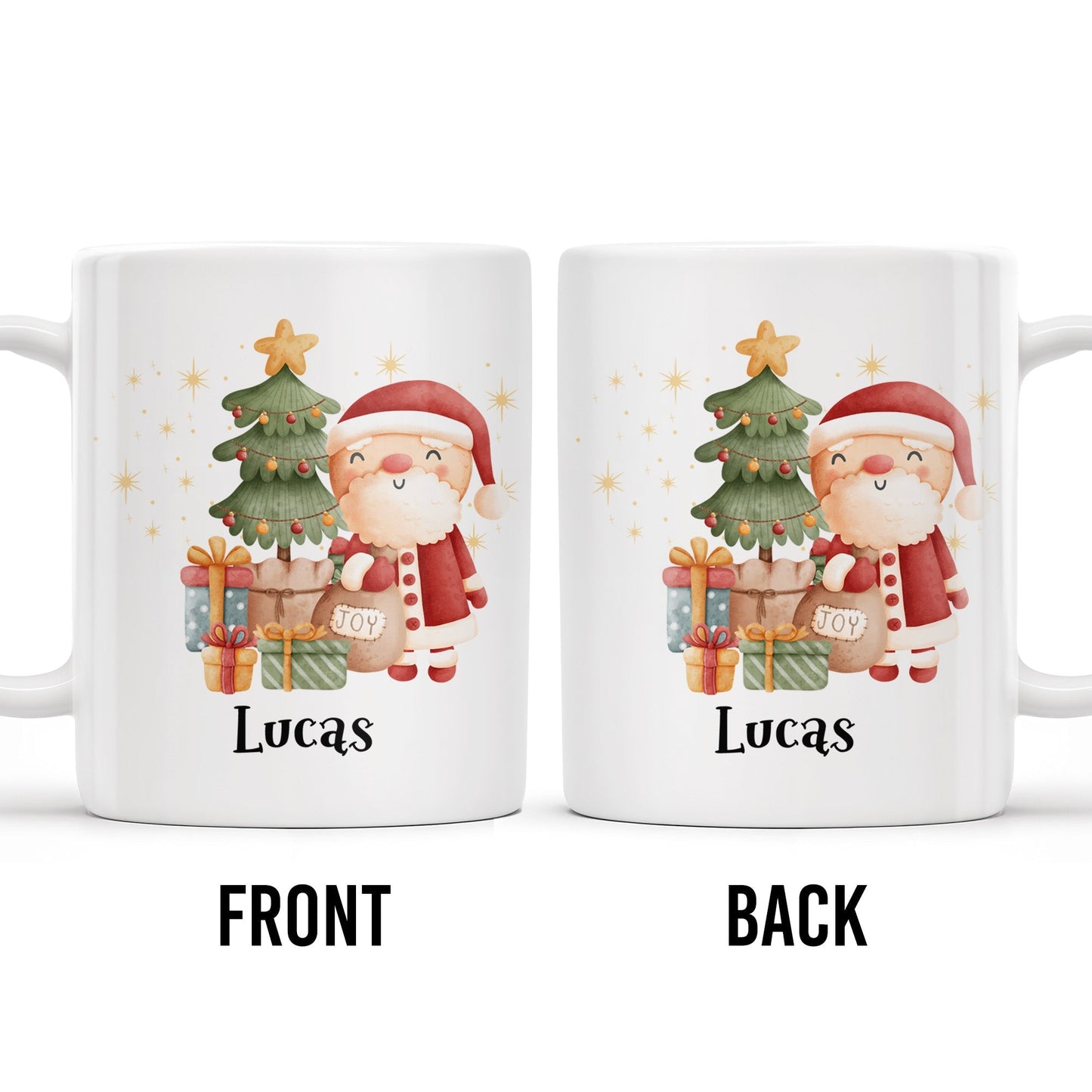 Celebrate The Joy Of The Holiday Season With Santa And Christmas Tree - Personalized Custom Coffee Mug - KID482_MG