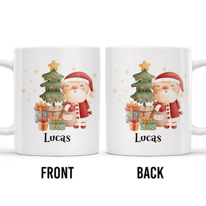 Celebrate The Joy Of The Holiday Season With Santa And Christmas Tree - Personalized Custom Coffee Mug - KID482_MG