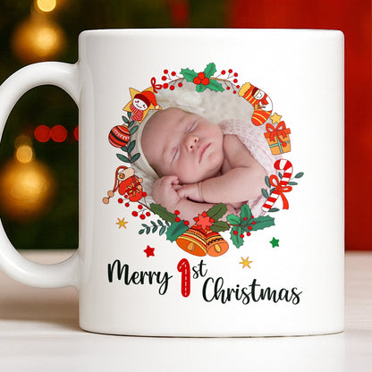 To My Mommy, Christmas Wreath and Baby - Personalized Custom Coffee Mug - KID506_MG