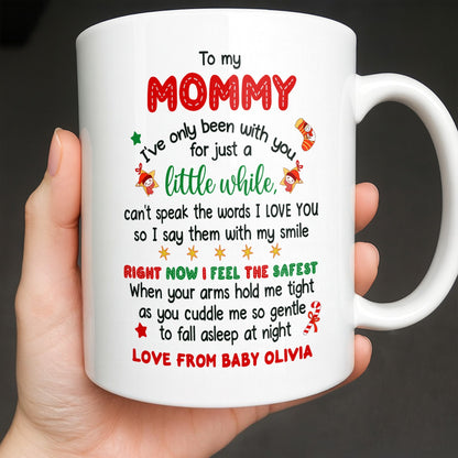 To My Mommy, Christmas Wreath and Baby - Personalized Custom Coffee Mug - KID506_MG