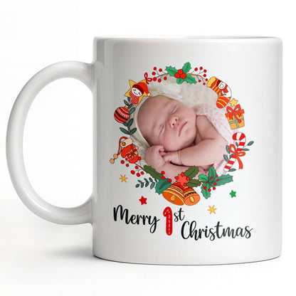To My Mommy, Christmas Wreath and Baby - Personalized Custom Coffee Mug - KID506_MG