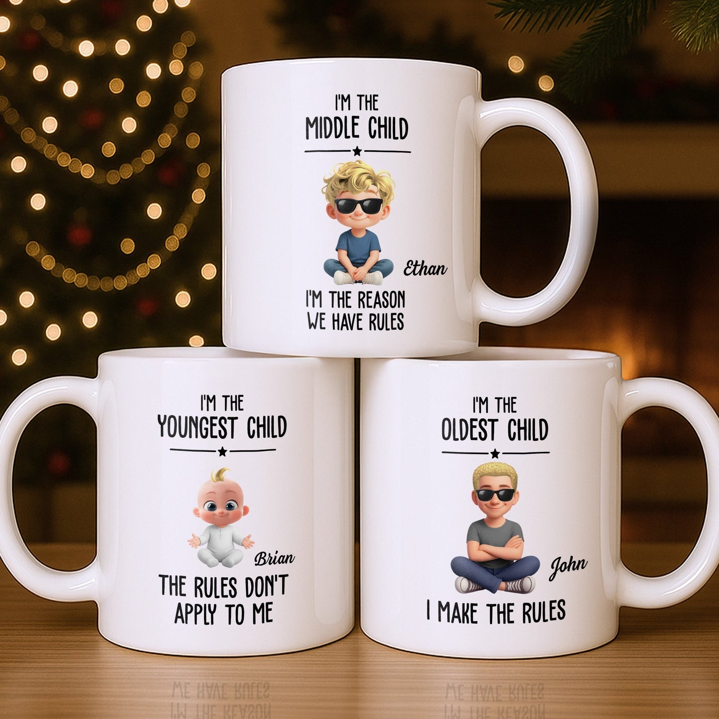 I'm The Middle Child, The Reason We Have Rules - Personalized Custom Coffee Mug - KID515_MG