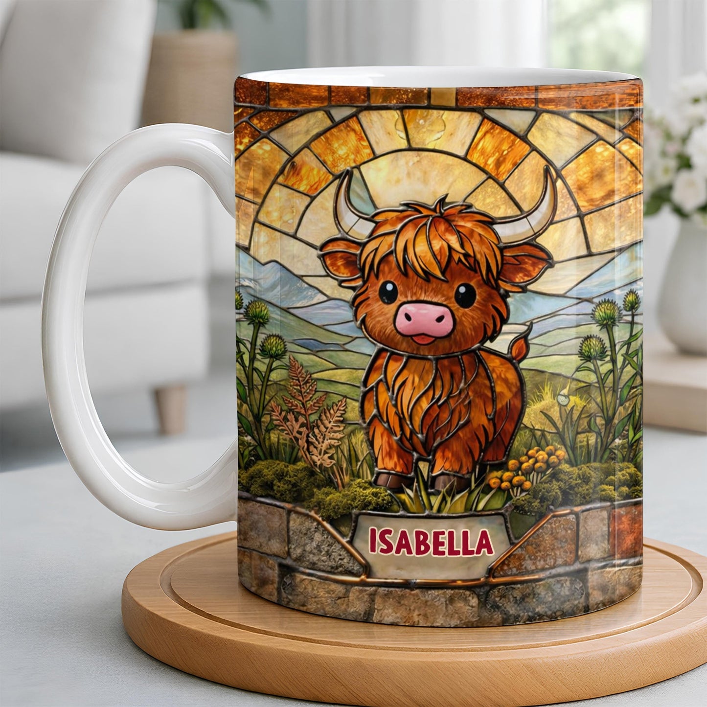 My Cow Stained Glass Landscape - Personalized Custom Coffee Mug - KID530_MG