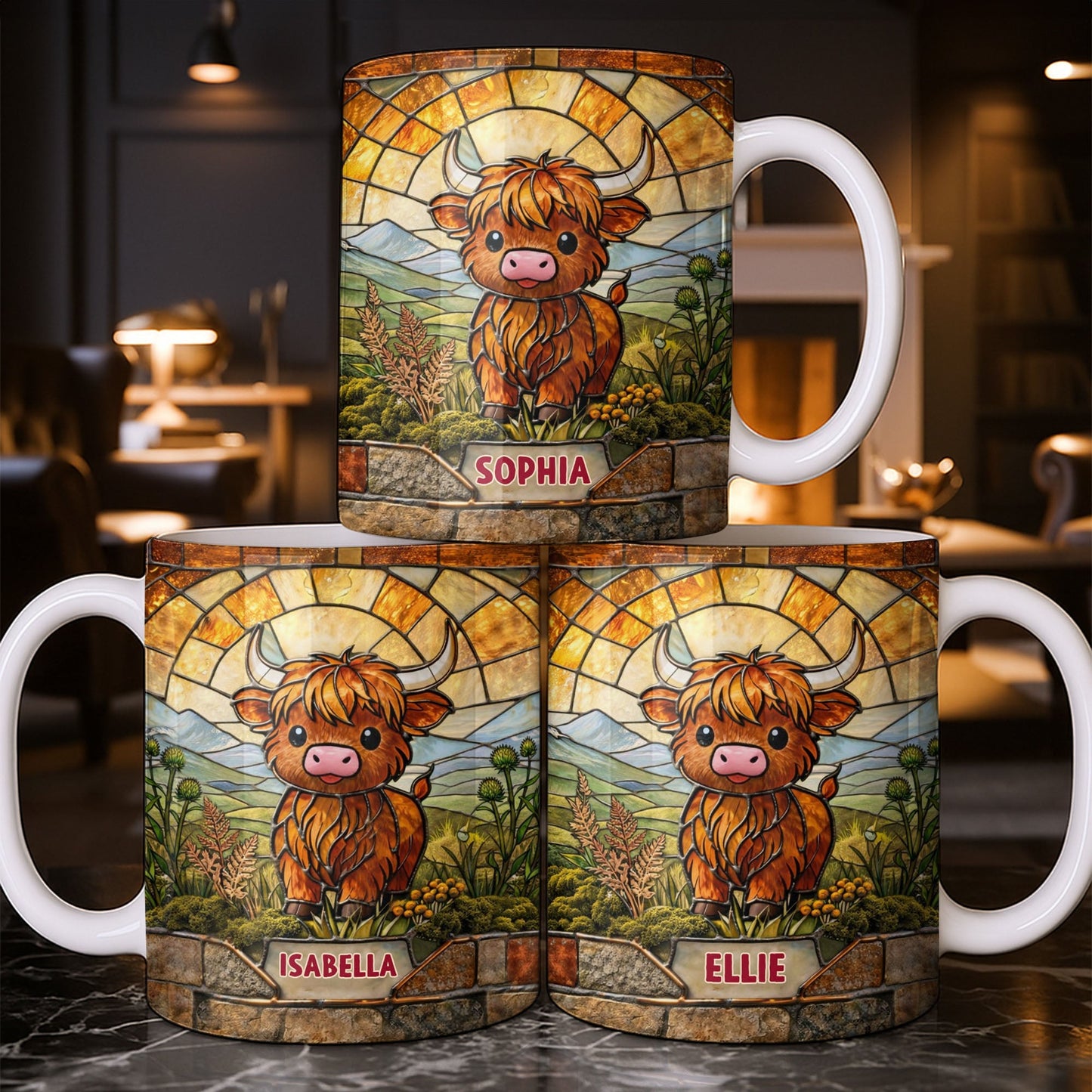 My Cow Stained Glass Landscape - Personalized Custom Coffee Mug - KID530_MG