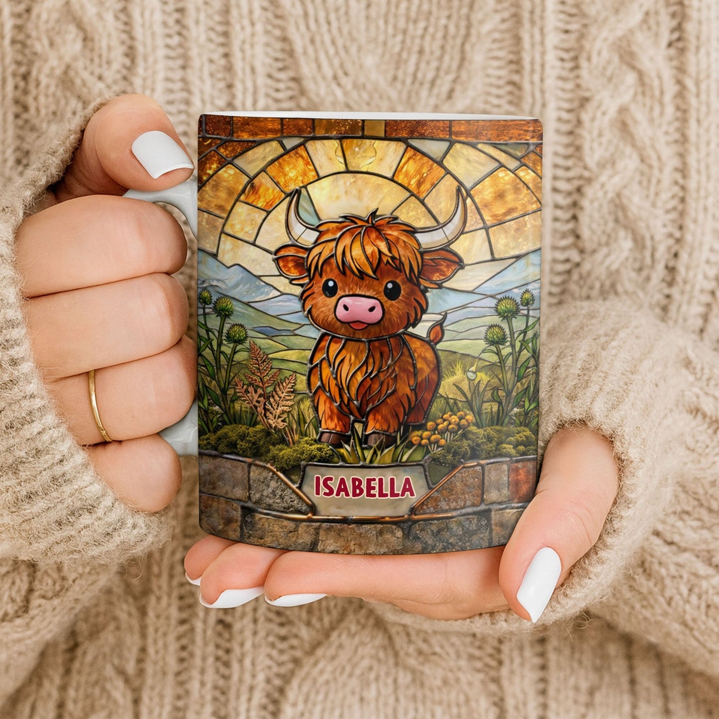 My Cow Stained Glass Landscape - Personalized Custom Coffee Mug - KID530_MG