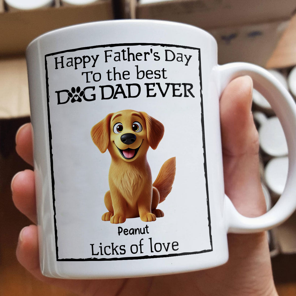 Happy Father's Day Best Dog Dad Cartoon Funny Style Dogs Personalized Mug