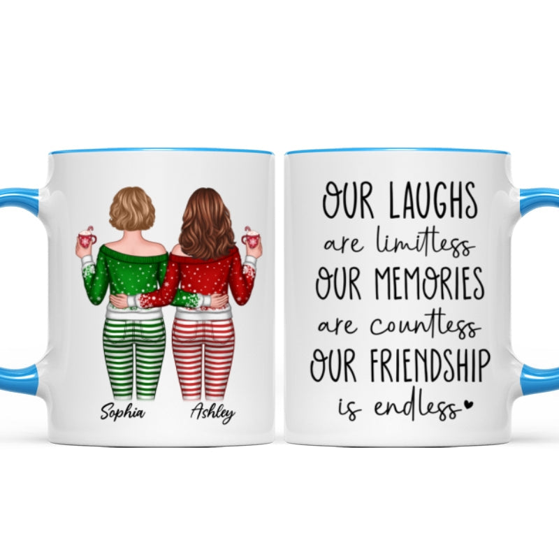 Our Friendship Is Endless Besties Back View Christmas Personalized Mug