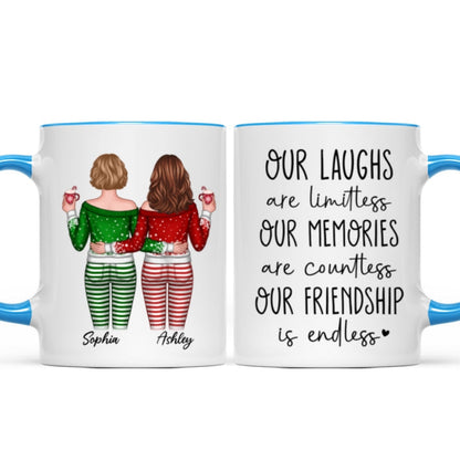 Our Friendship Is Endless Besties Back View Christmas Personalized Mug