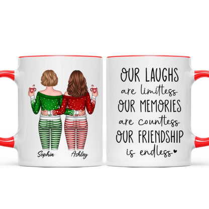 Our Friendship Is Endless Besties Back View Christmas Personalized Mug