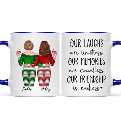 Our Friendship Is Endless Besties Back View Christmas Personalized Mug