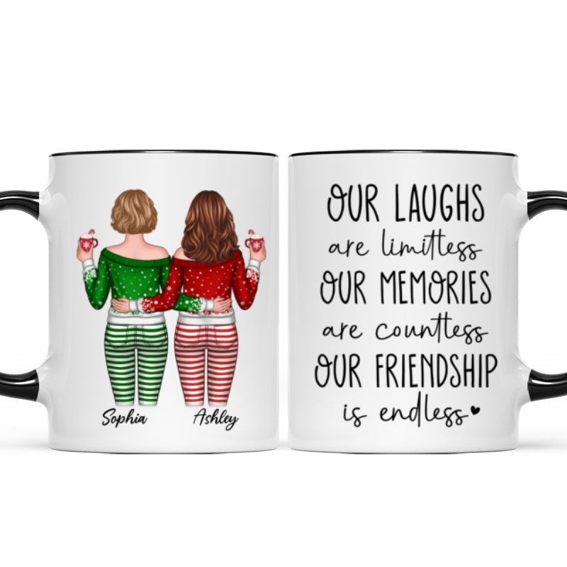 Our Friendship Is Endless Besties Back View Christmas Personalized Mug