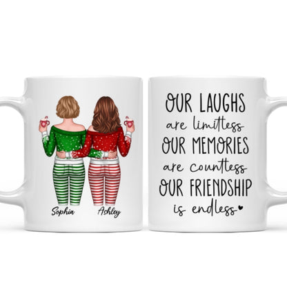 Our Friendship Is Endless Besties Back View Christmas Personalized Mug