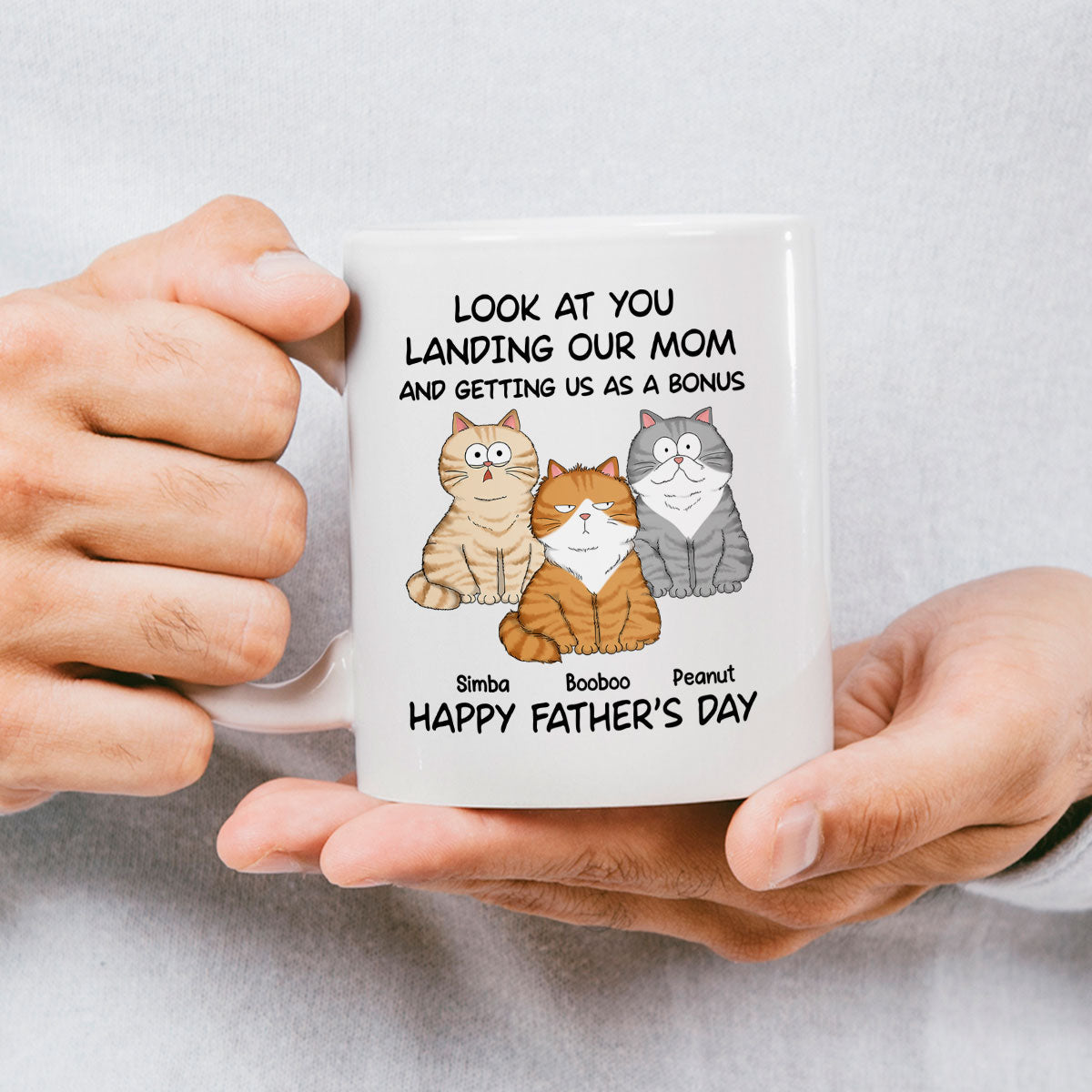 Happy Father's Day From Your Favorite Unemployed Freeloader, Funny Personalized Mug For Cat Dads