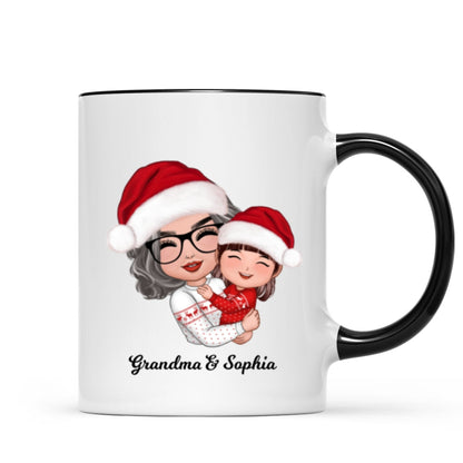 Doll Grandma Mom Hugging Kid Christmas Gift For Granddaughter Grandson Personalized Mug
