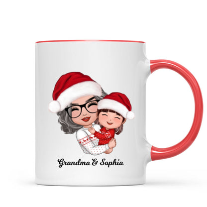 Doll Grandma Mom Hugging Kid Christmas Gift For Granddaughter Grandson Personalized Mug