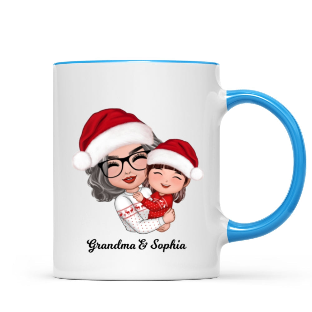 Doll Grandma Mom Hugging Kid Christmas Gift For Granddaughter Grandson Personalized Mug