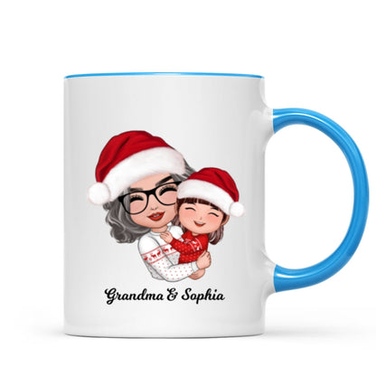 Doll Grandma Mom Hugging Kid Christmas Gift For Granddaughter Grandson Personalized Mug